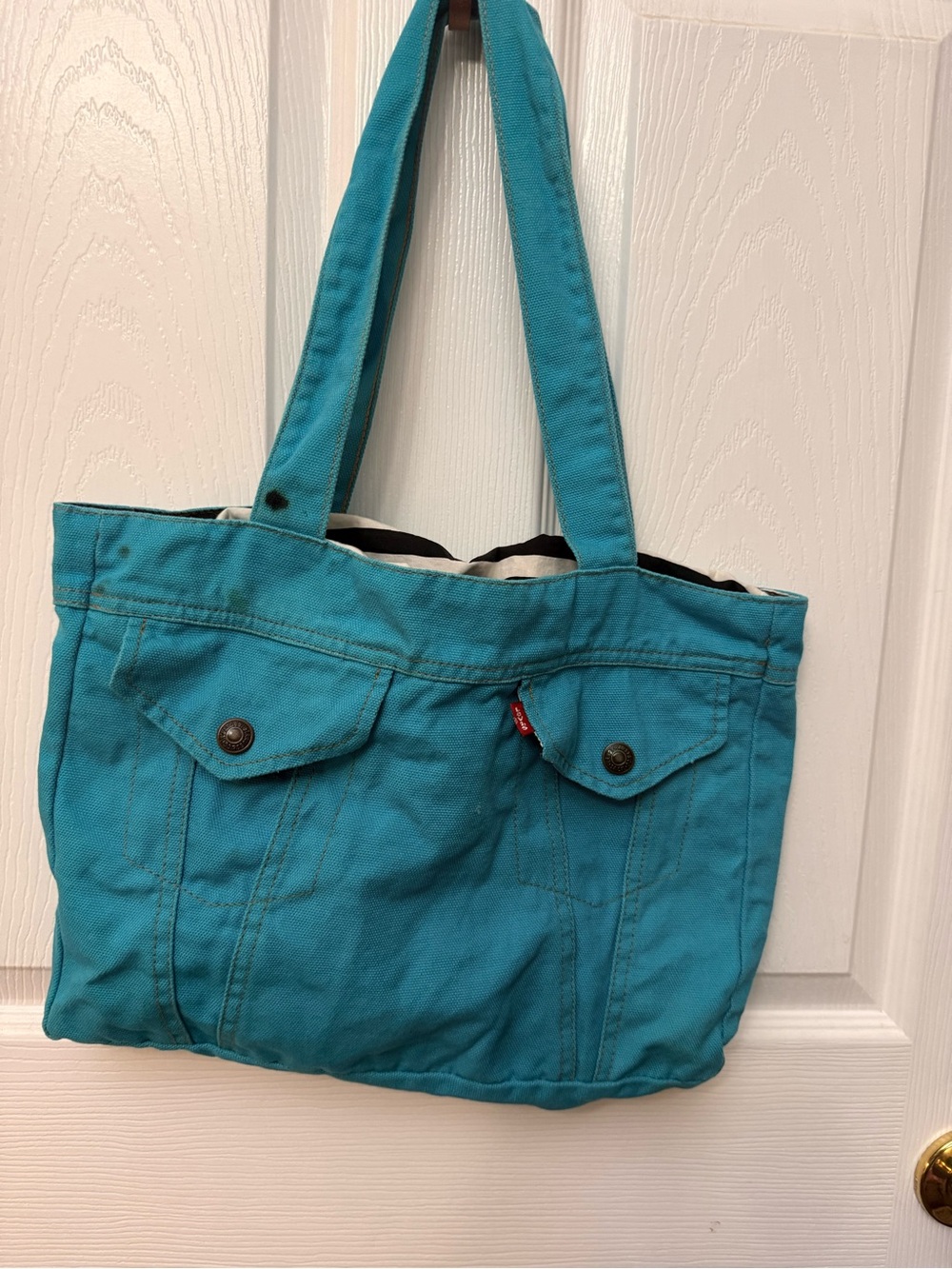 Levi’s Turquoise Canvas Tote Bag with Front Pockets